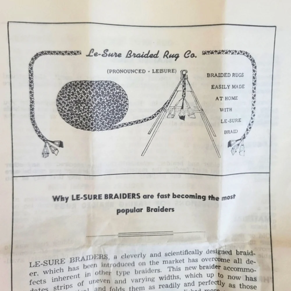 60s NOS Le-sure Braid Kit for Making Reversible Braided Rugs - Complete